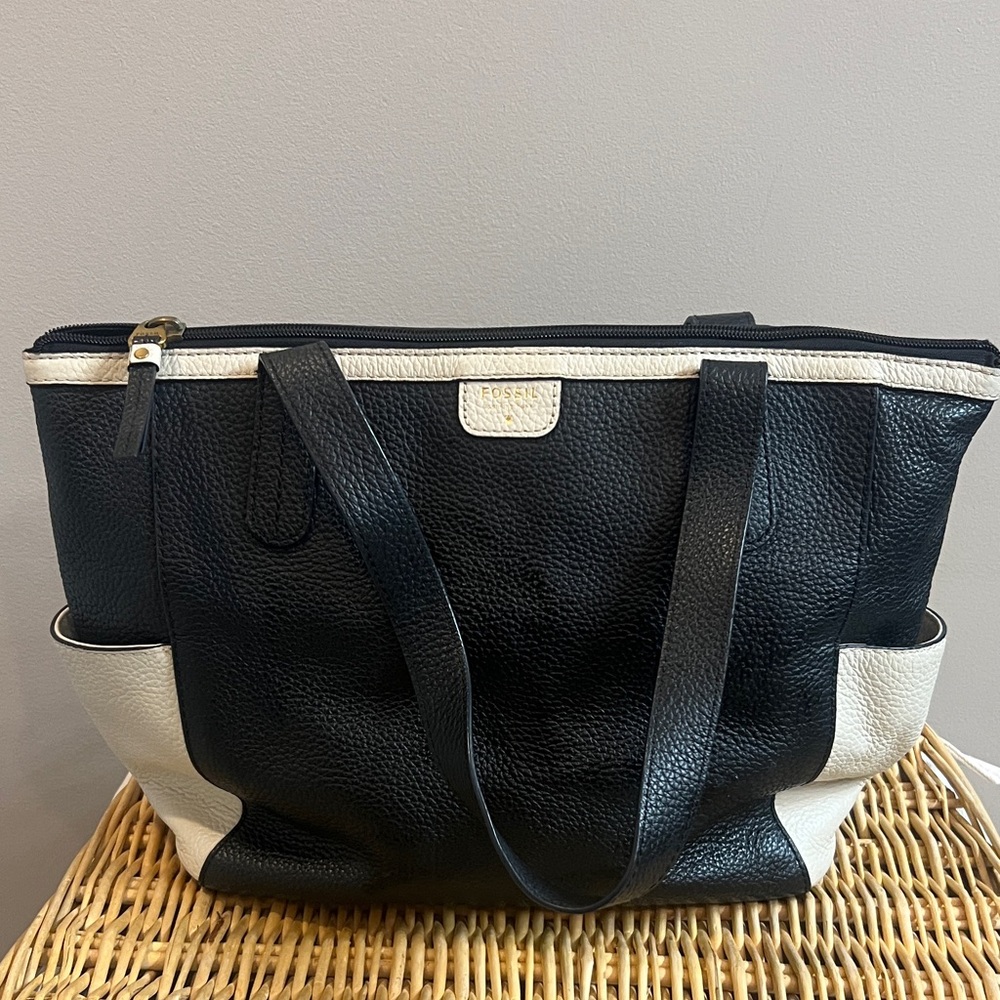 Fossil Black and White Women's Tote Bag